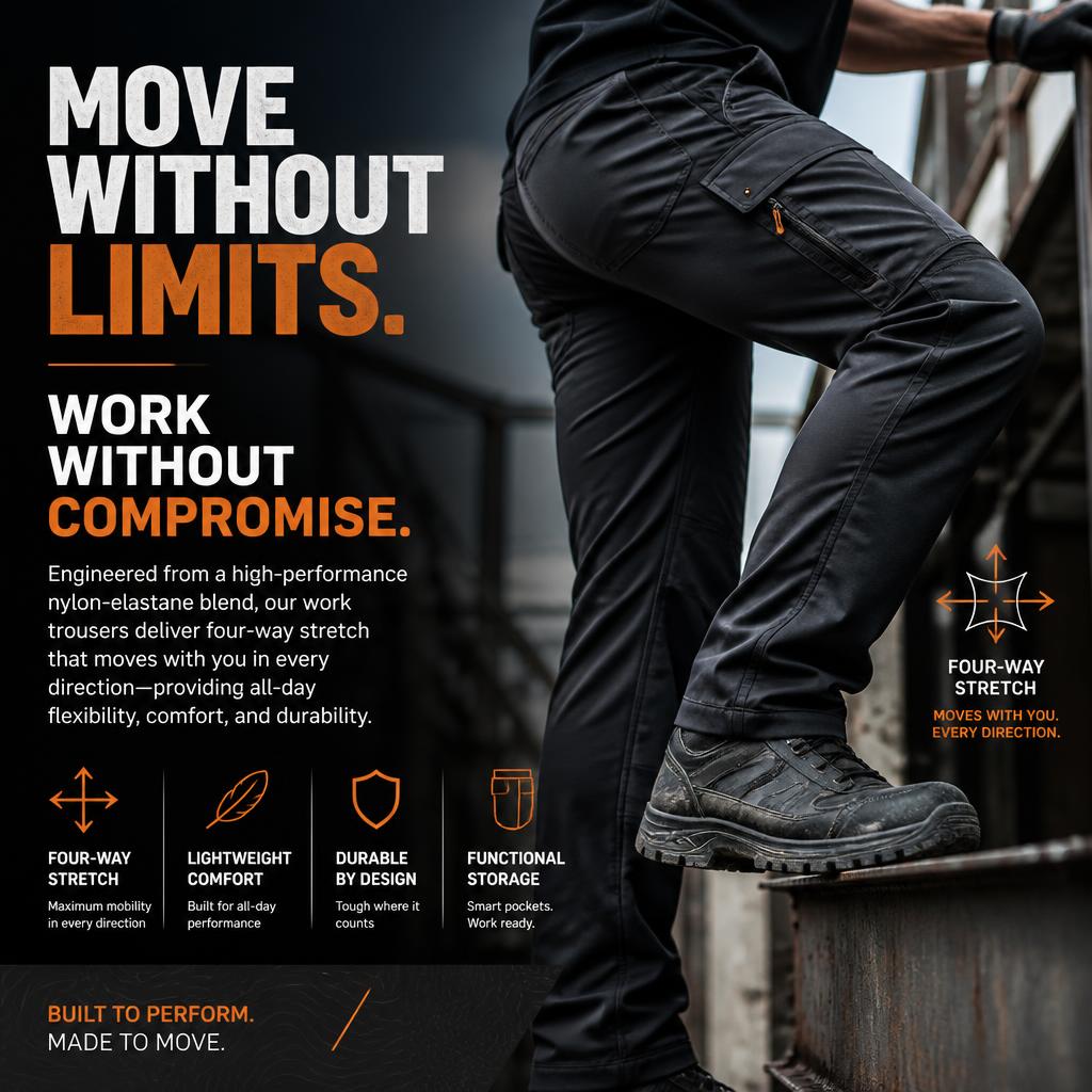 4-Way Stretch Work Trousers: Comfort, Flexibility and Durability for the Working Day