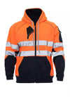 Men's Hi Vis 3 Zipper Fleece Sweatshirt Work Hoodie
