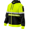 Mens Hi Vis Safety Work Yellow Multi Zipped Pockets Pullover Hoodie