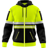 Mens Hi Vis Safety Work Yellow Multi Zipped Pockets Pullover Hoodie