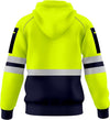 Mens Hi Vis Work Wear Pullover Hoodie Safety Sweatshirt Reflective Tape High Viz Hoodie High Visibility Sweatshirt Top Multi Zipper Pockets
